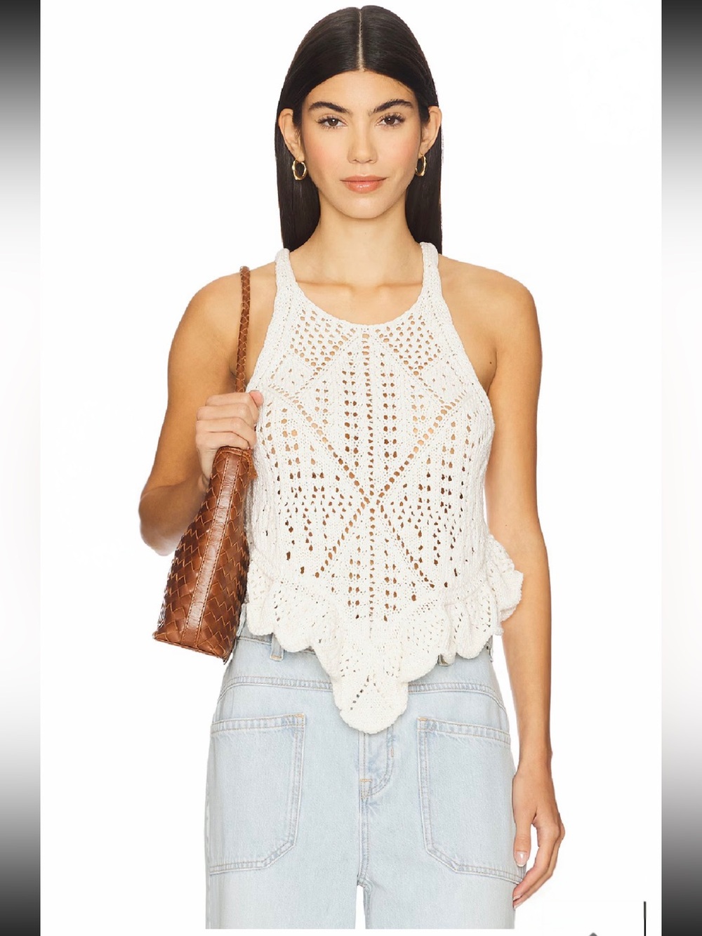 Free People Sea Song Tank Crochet Knit Boho Sleeveless Top NWT $98 MSRP